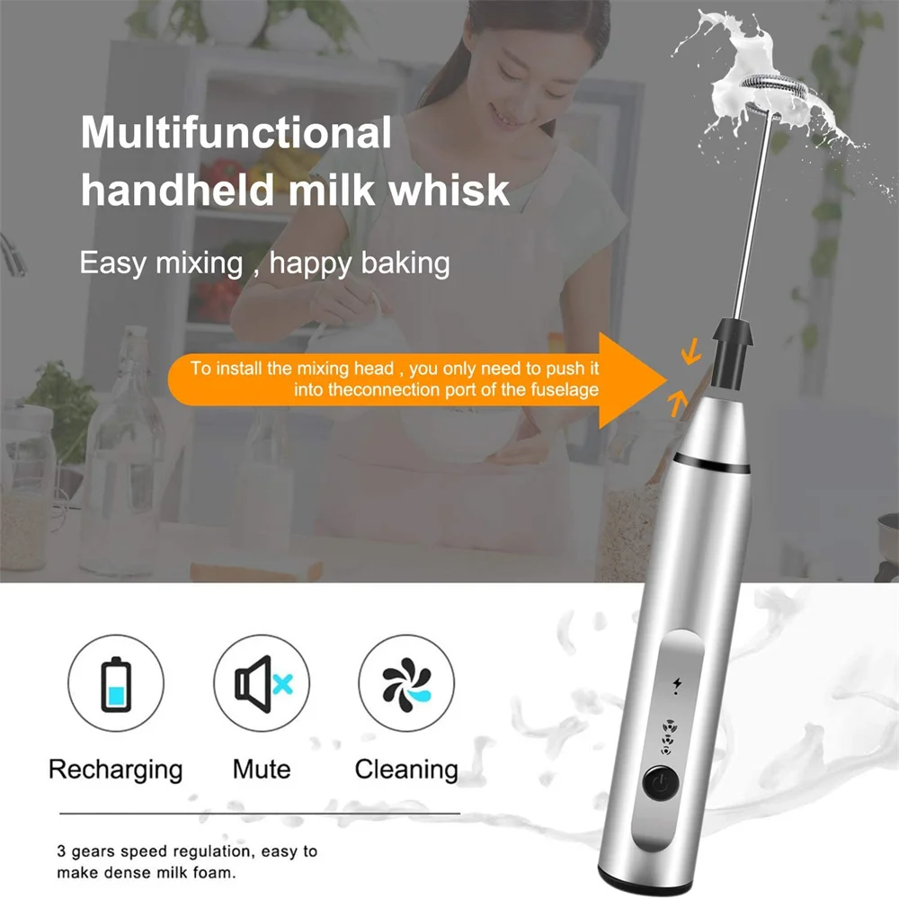 1/16PCS Manual Milk Frother Coffee Beater Rechargeable Whisk Drink Mixer Milk Foam Blender Egg Whisk Kitchen Accessories