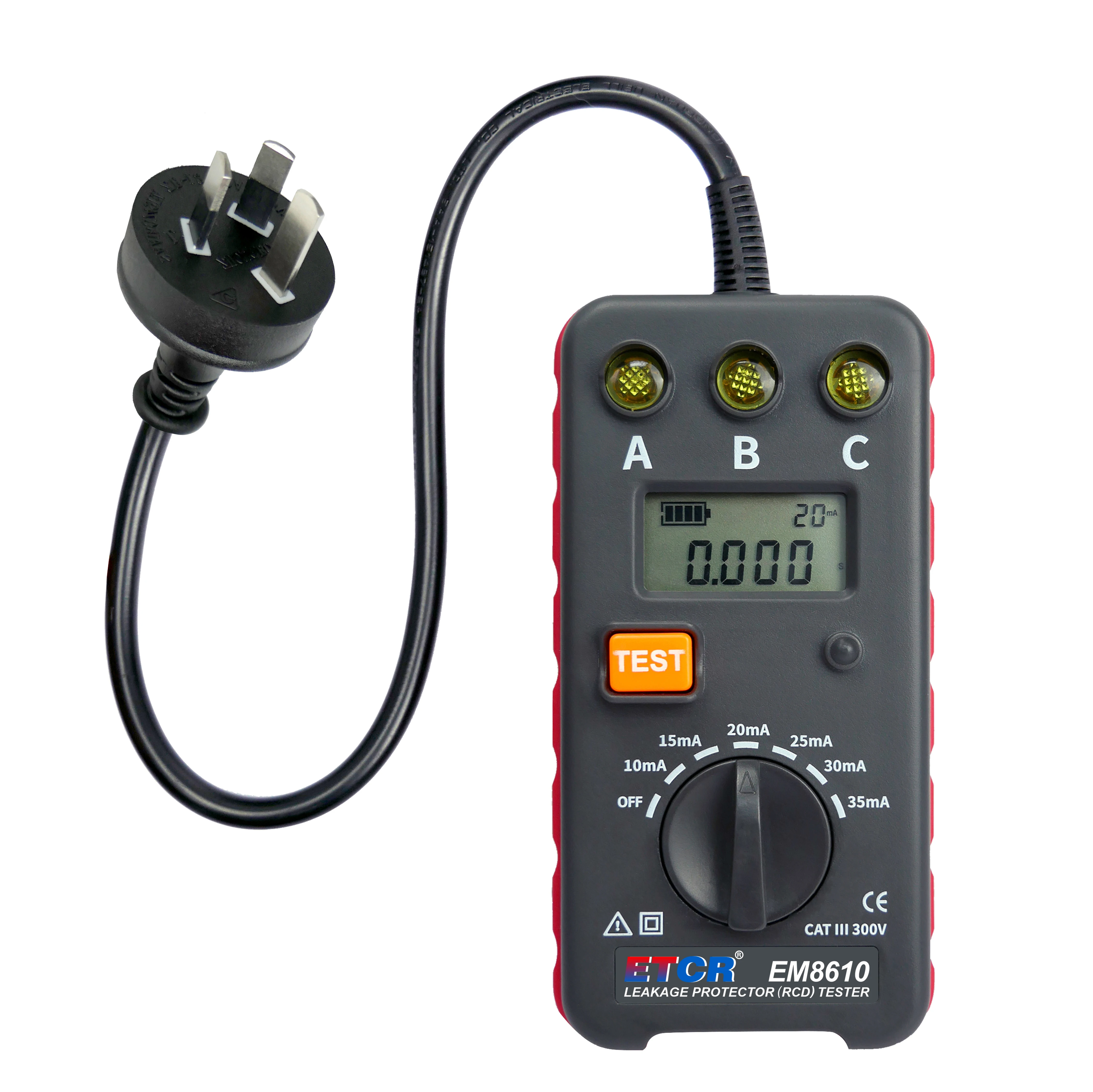 

Портативный тестер УЗО ETCR8610, 10-35 мА/0,001-1,000 с, 6-ступенчатый тест утечек тока, легкий, для полевой проверки