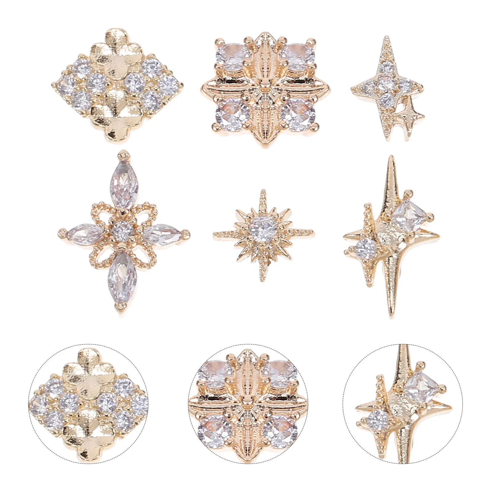 

12Pcs Vintage Nail Art Charms Rhinestones Nail Decoration Set DIY Manicure Salon Supplies Wedding Date Rhinestones Charms