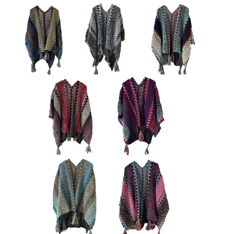 

Womens Spring Autumn Shawl Lady Knit Wrap Cardigans Fall Poncho Cape Sweater