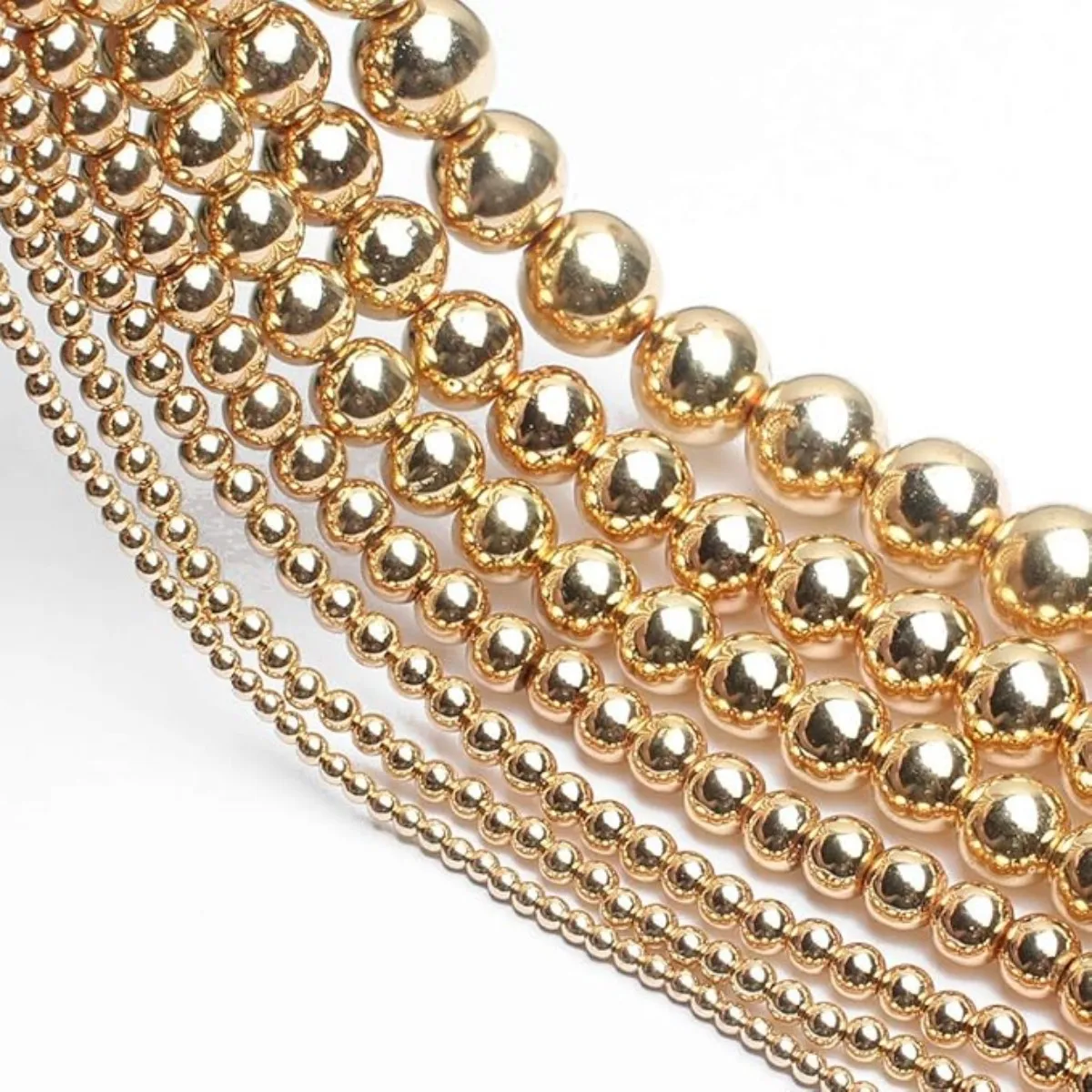 Round Hematite Beads 2/3/4/6/8/10mm Natural Stone 14K Gold Color Loose Beads Ball Jewelry Bracelets Making DIY Accessories SSS image 4