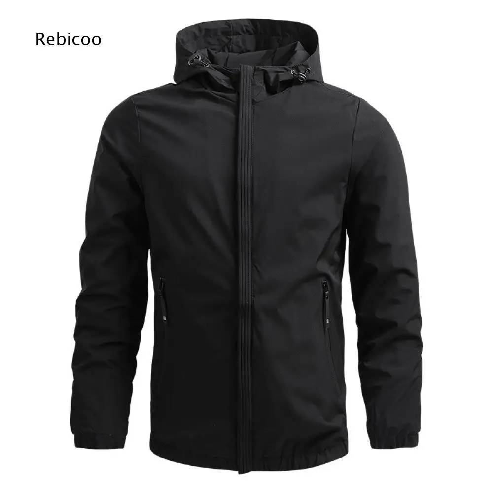 Hooded Casual Outerwear For Men Full Zipper Closure Adjustable Hood And Zipper Pockets For City Daily Life And Short Trips