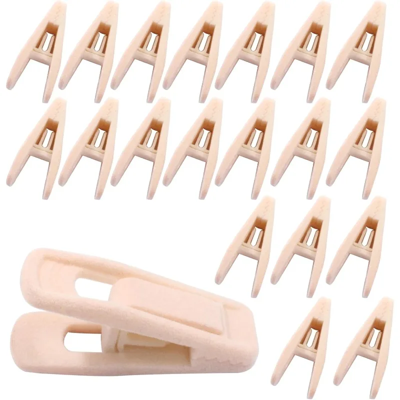 Hordion 20/10Pcs Velvet Hangers Clips, Strong Finger Clip Non-Slip Pants Hangers, Light Pink,white,Gray,Magenta,Purple,Black