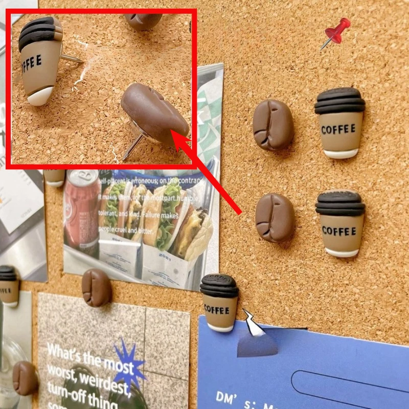 

Simulated coffee bean push pins cork board felt push pins coffee shop beautification decorative wall nails