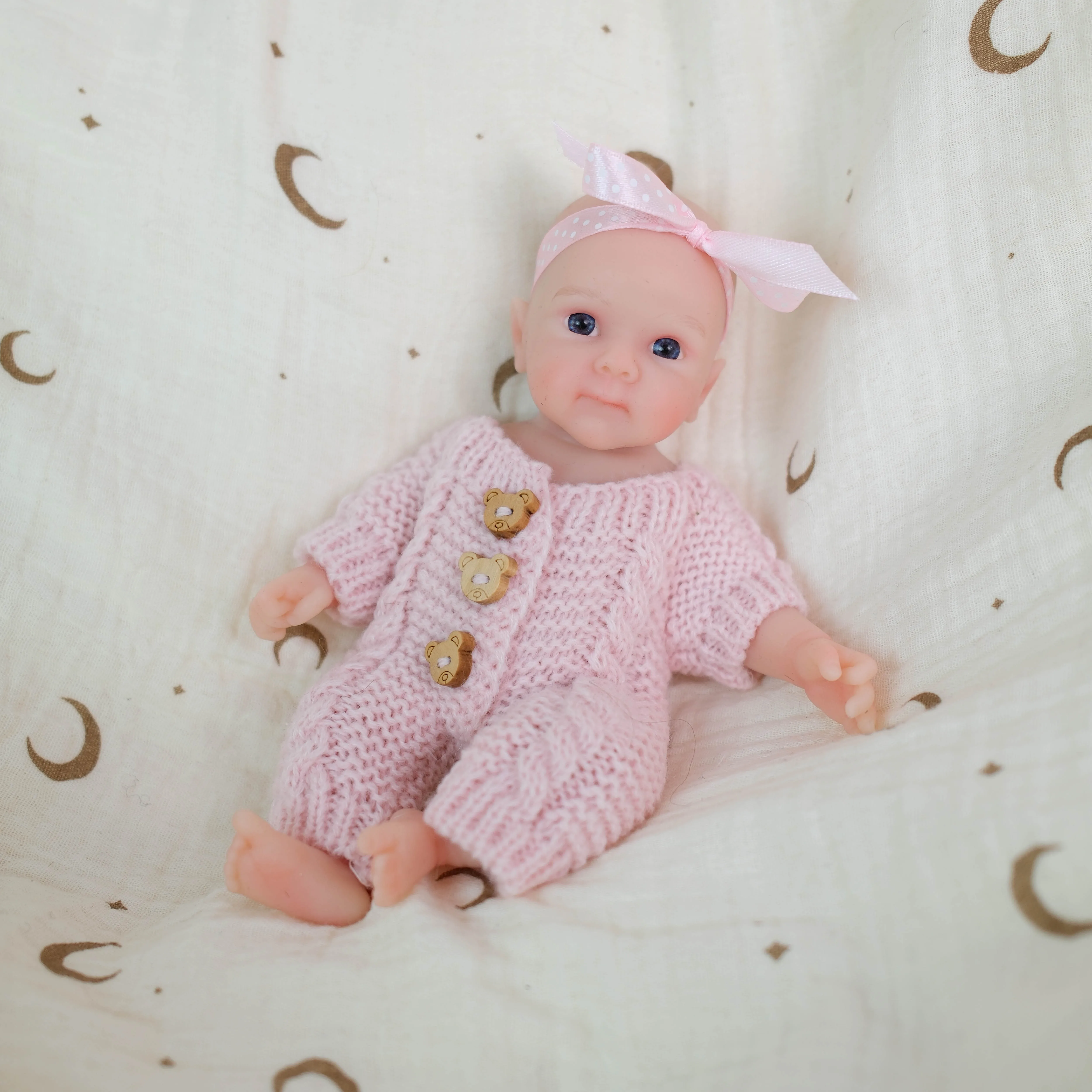 NPK 8''Super Soft Solid Platinum silicone Flexible Elastic Mini Handy Baby Gril Bettie Palm Reborn  Baby Doll