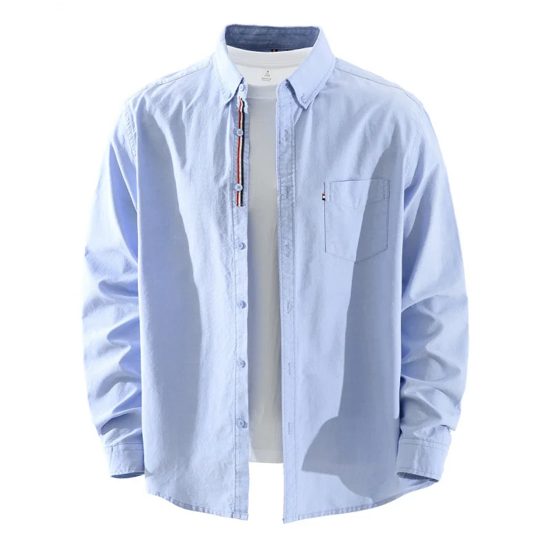 

Japanese Fresh Ribbon Long-Sleeve Shirt for Men 2026 Spring Autumn 100% Cotton Artistic and Loose-Fitting Casual Workwear Top