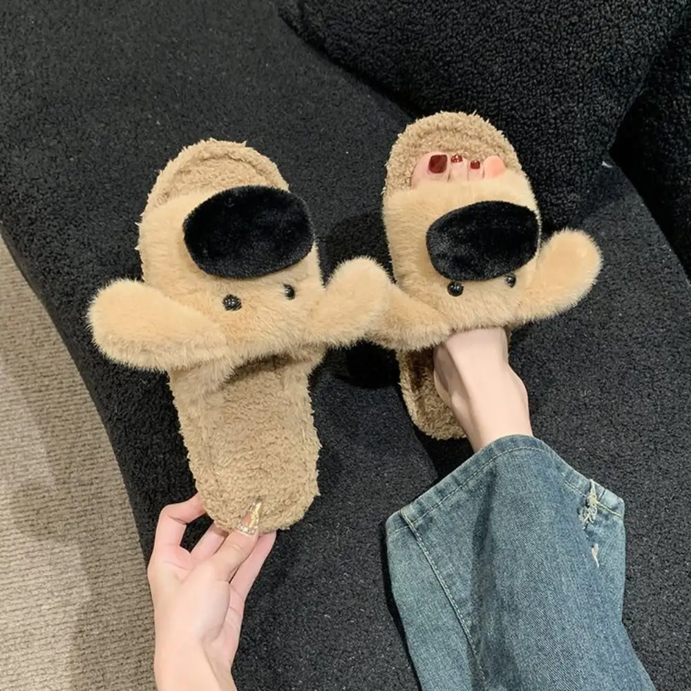 

Houseshoes Long Ears Plush Dog Slippers Soft Winter Cartoon Furry Slippers Cute Thicken Warm Home Cotton Shoes Indoor