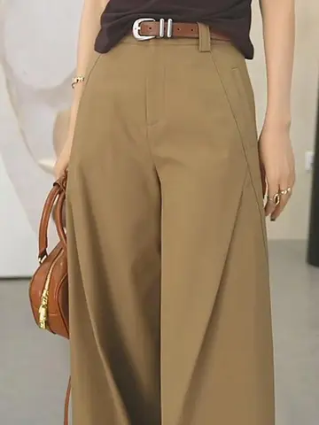 패션 하이웨이스트 와이드 레그 팬츠 여성 캐주얼 바지 루즈핏 슈트 스타일 가을 신상 우아한 슬림 효과