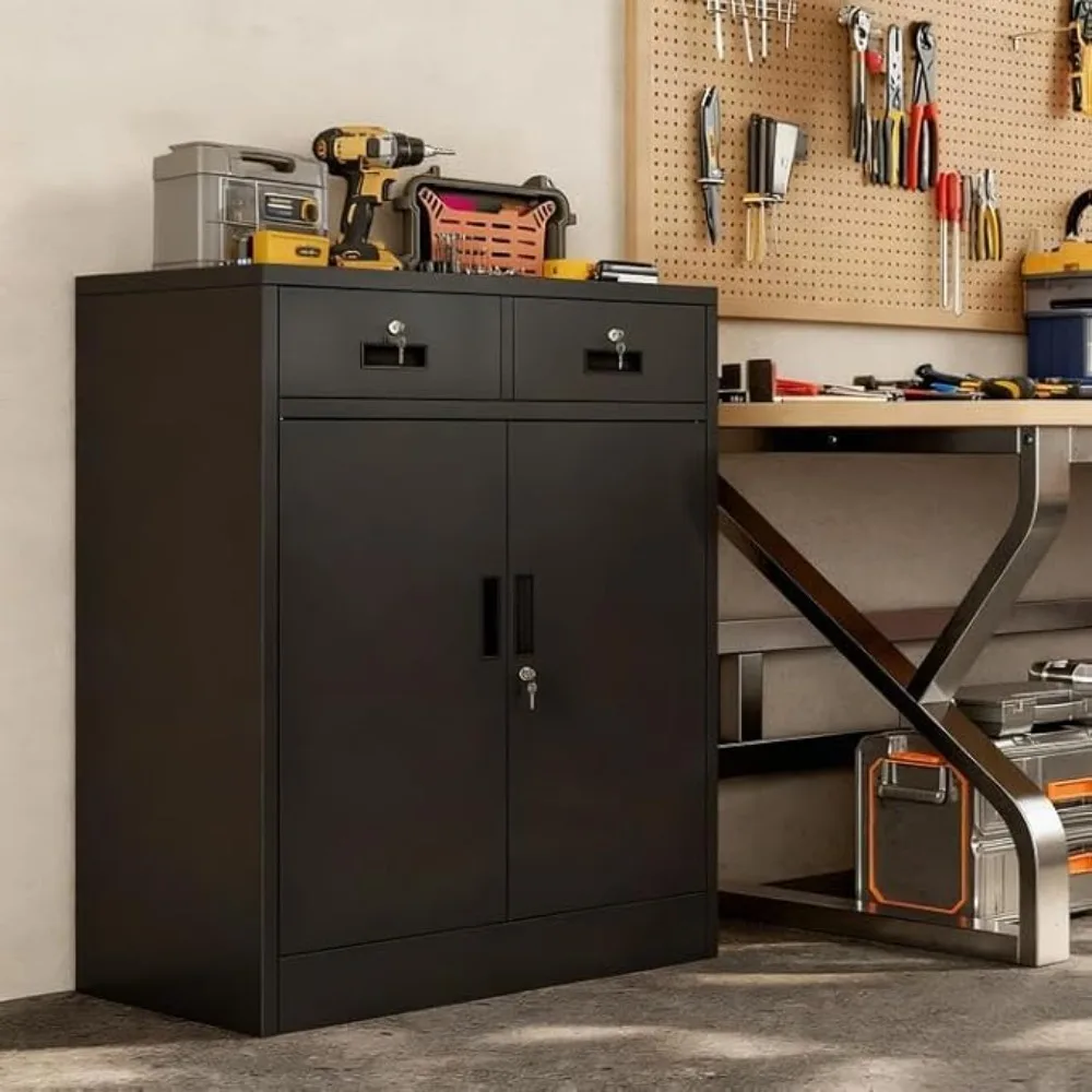 

Metal Storage Cabinet, 36 Inch Tall Metal Garage Cabinet with 2 Doand 2 Ders, Lockable Cabinet with Adjustable Shel, Pantry Cabi
