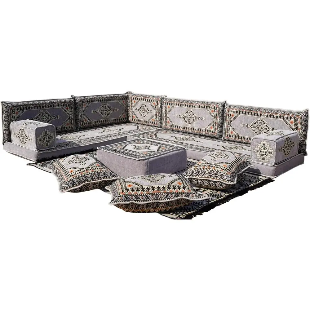 

Элегантный набор напольных подушек в восточном стиле для гостиной, ручной работы