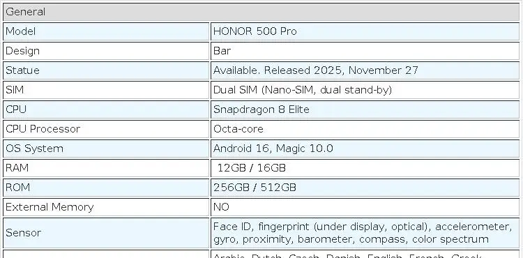 New Original HONOR 500 Pro 5G Mobile Phone 6.55" AMOLED Display Snapdragon 8 Elite Camera 200MP Battery 8000mAh Smartphone