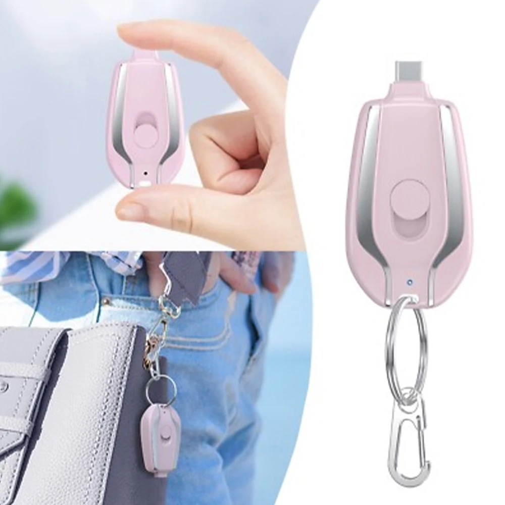 Power Bank Chaveiro Mini 1500mAh Recarregável por USB Design Ultra Compacto para Emergências no Bolso ou Bolsa
