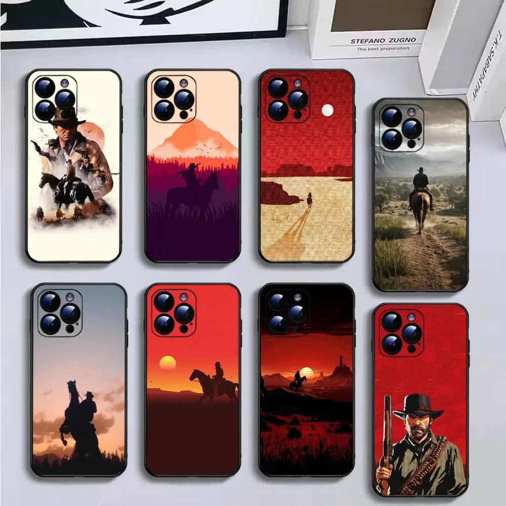 

R-Red Dead Redemption RDR Phone Case For iPhone16,15,14,13,12,11 Plus,Pro Max,XS,X,XR,SE,Mini,8,7,Soft Black Cover