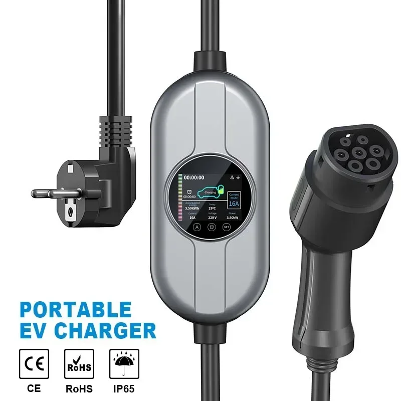 16A 3.5KW Portable EV electric car charger AC Fast  Charging Station Type 2 Charger for EU