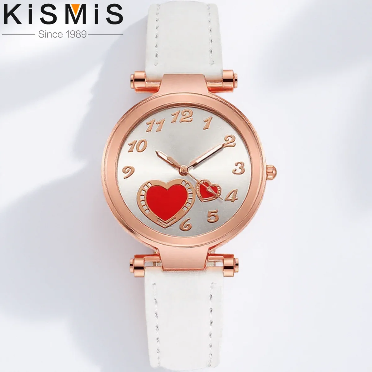 Montre à Quartz coeur de pêche pour femmes bracelet en cuir givré montre-bracelet de mode Design élégant