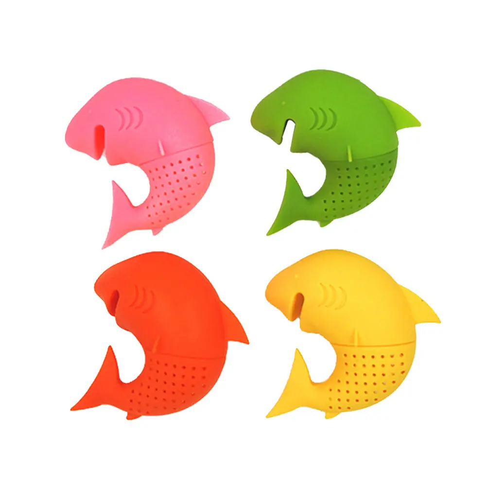 Funny Shark Shape Silicone Tea Infuser Food Grade Safe Loose Leaf Tea Strainer Filter Diffuser Easy Rinse Clean Cartoon Kitchen
