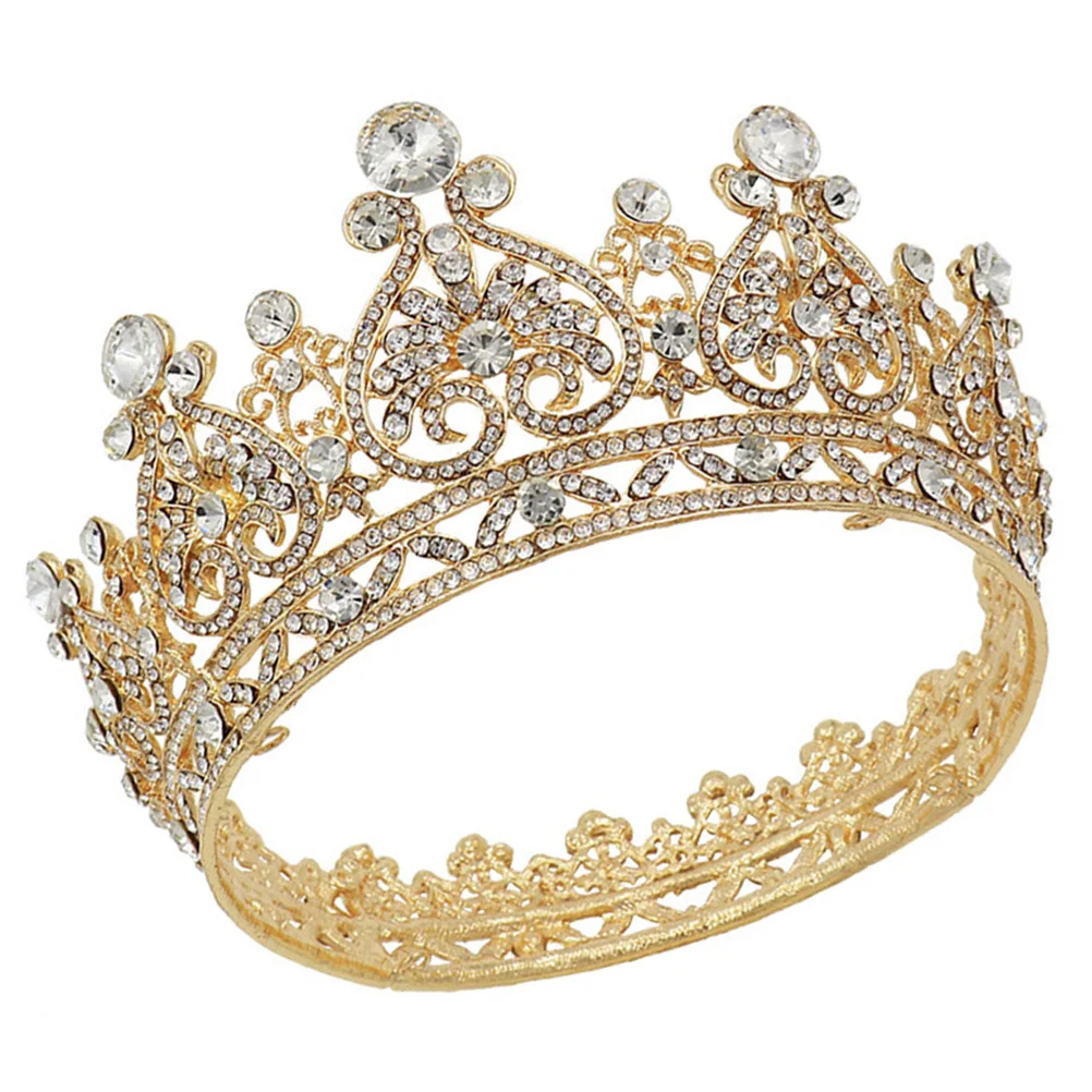 

1Pcs Baroque Bride Crown Alloy Rhinestone Large Round Hair Hoop Wedding Accessory Rhinestone Crown Baroque Hair Hoop