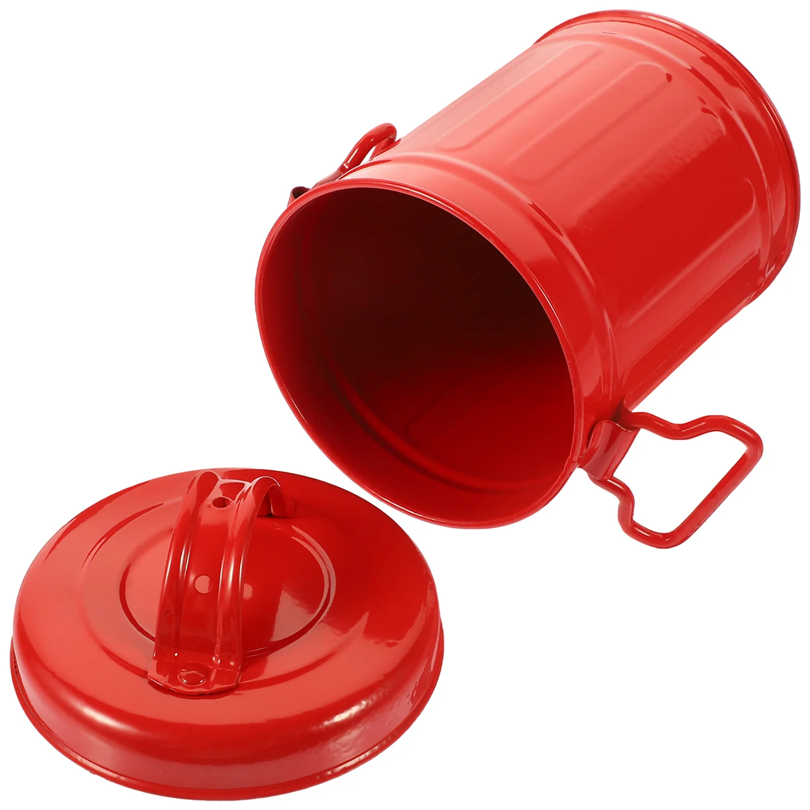 

1pc Large Capacity Covered Pen Can Iron Desktop Organizer For Pens Makeup Brushes Trash Storage Bucket Stationery Holder