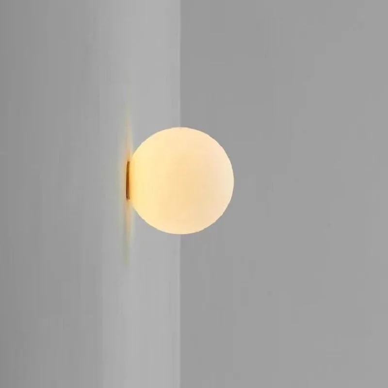 LED Sphere Glass Wall Lamp Minimalist Designer Living Room Background Wall Lamp Bathroom Sphere Bedroom Bedside Lamp