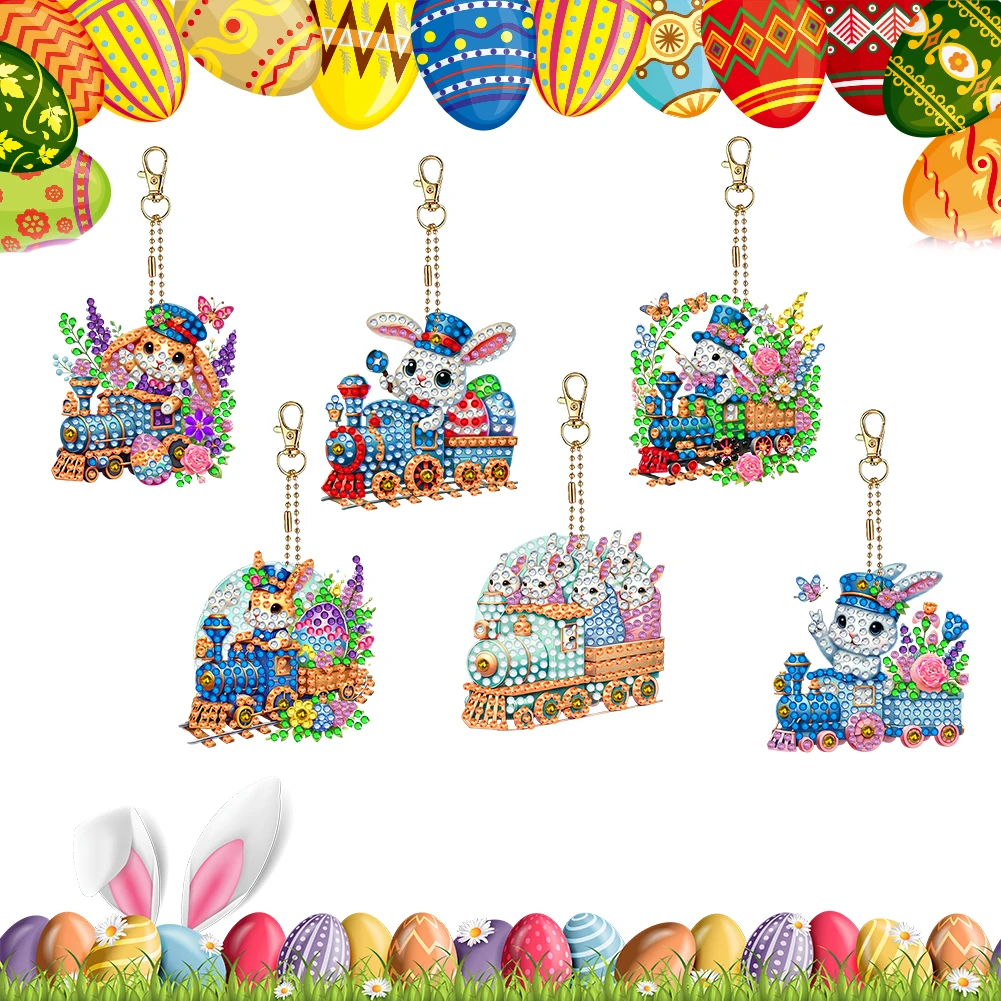 

6Pcs DIY Special Shape Diamond Painting Keychain Diamond Art Painting Keychain Kit Double-Sided Diamond Keychains for Beginners