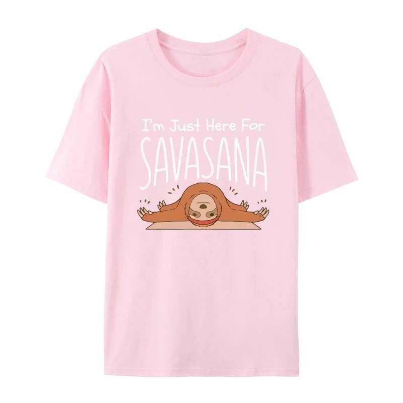 تي شيرت Sloth Yoga Im Just Here for Savasana تي شيرت أنيمي قوطي فريد من نوعه تي شيرت جرافيك ملابس سوداء صيفية ملابس الشارع Y2K #4