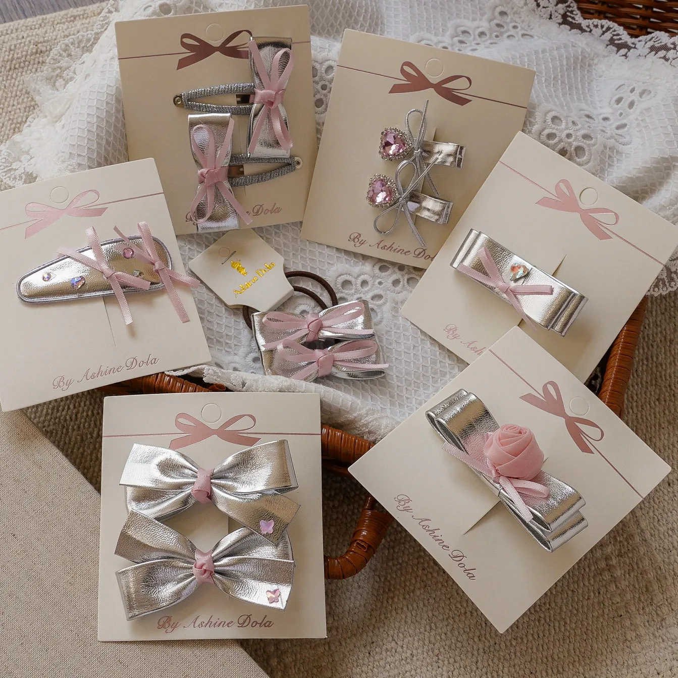 

Silver Pink Bright Leather Children's Hairpin Bow Rose Diamond Sweet Baby Headwear Girls Kids Hair Accessories