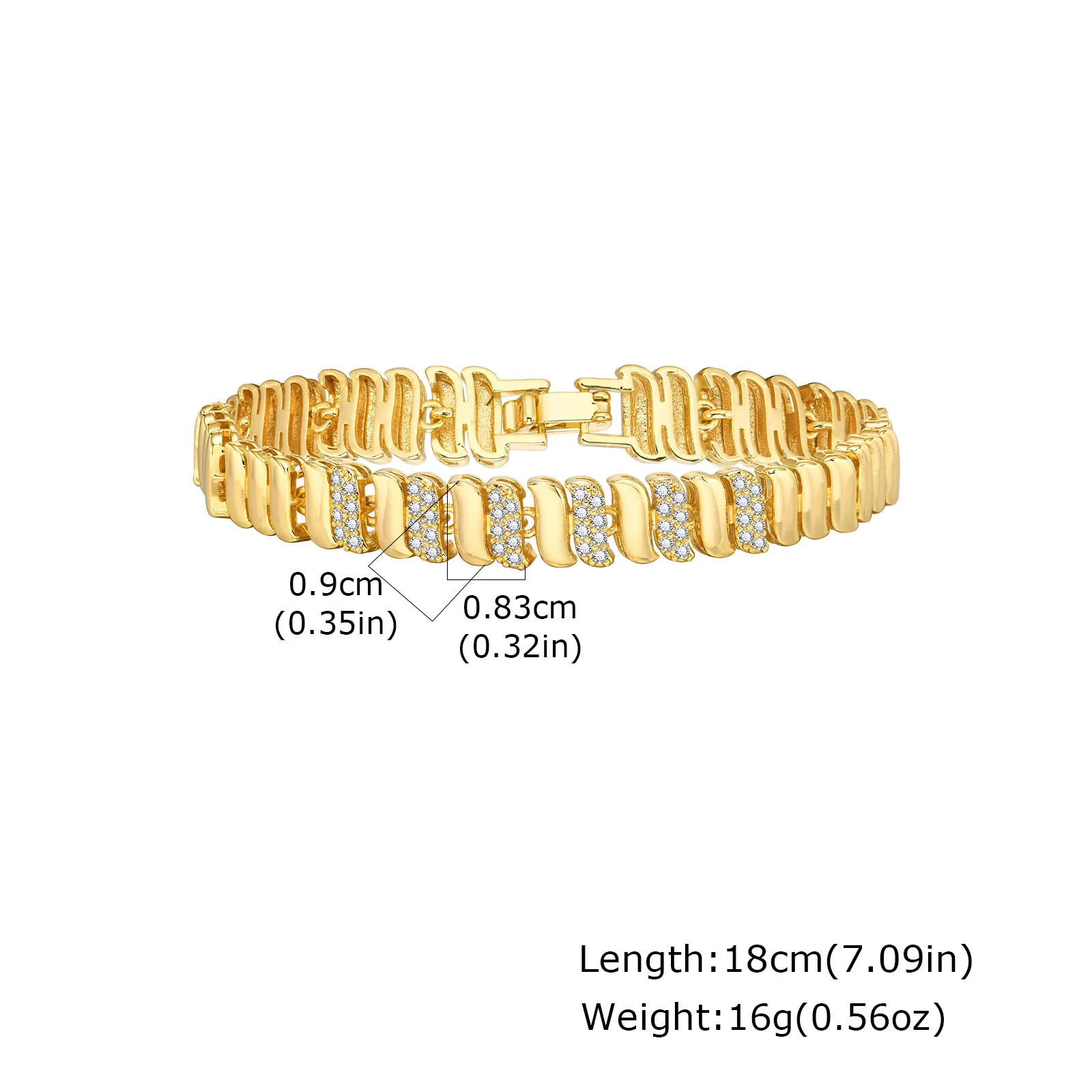 Cubic Zirconia Chain Tennis Bracelet Women, 18K Gold Plated CZ