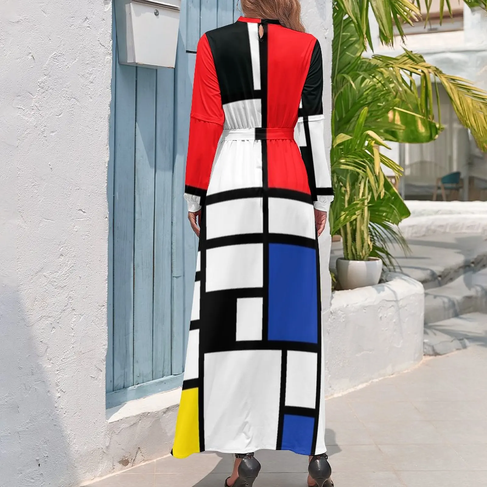 piet mondrian - Composition with,Red,Blue, yellow,black,white Long Dress chic and elegant woman dress Dance dresses