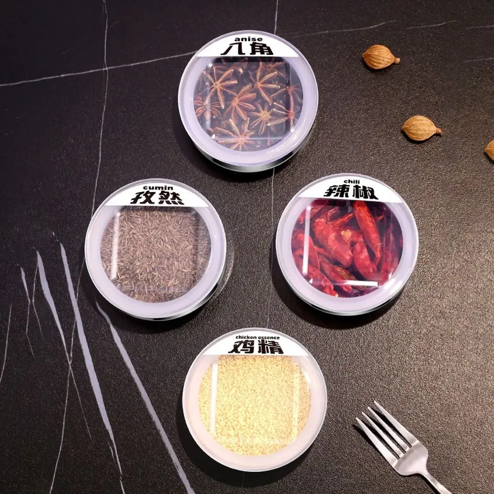 

3Pcs Stainless Steel Magnetic Seasoning Containers Silver Visible Magnetic Spice Jars Wall Mounted with Stickers Condiments Box