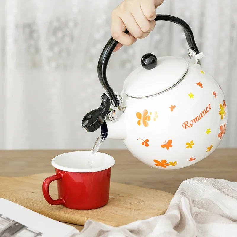 

Japanese Large Enamel Kettle: Fashionable Whistle Hot Water Teapot, Suitable for Gas & Induction Cooktops, Efficient Tea Kettle