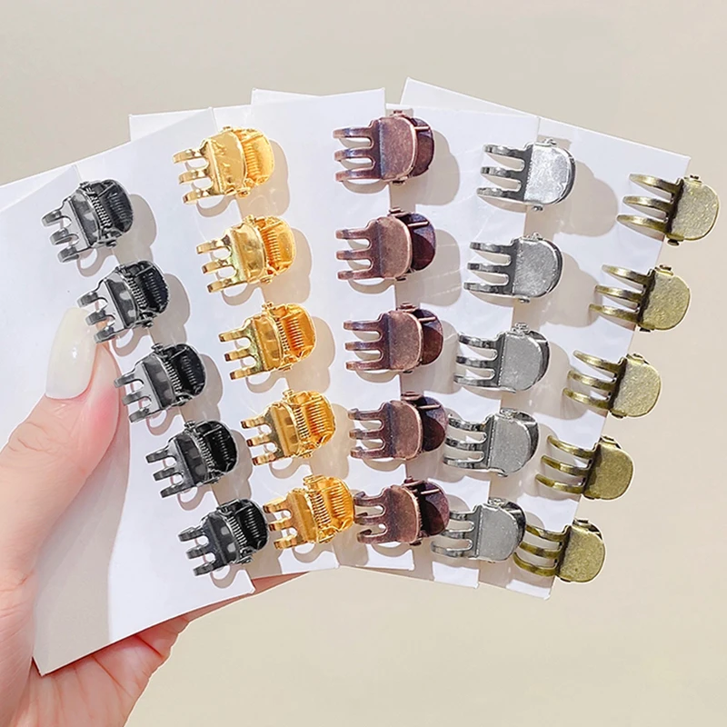 5PCS/Set Women Vintage Gold Silver Bronze Small Metal Hair Claw Headband Sweet Mini Hair Clips Hairpins Fashion Hair Accessories