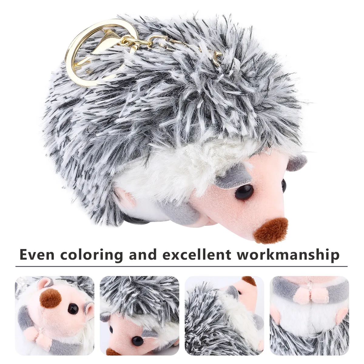 

1Pcs Adorable Hedgehog Keychain Soft Cuddly Fabric PP Cotton Stuffed Bag Hanging Pendant Key Accessory for Backpacks Keys Decor