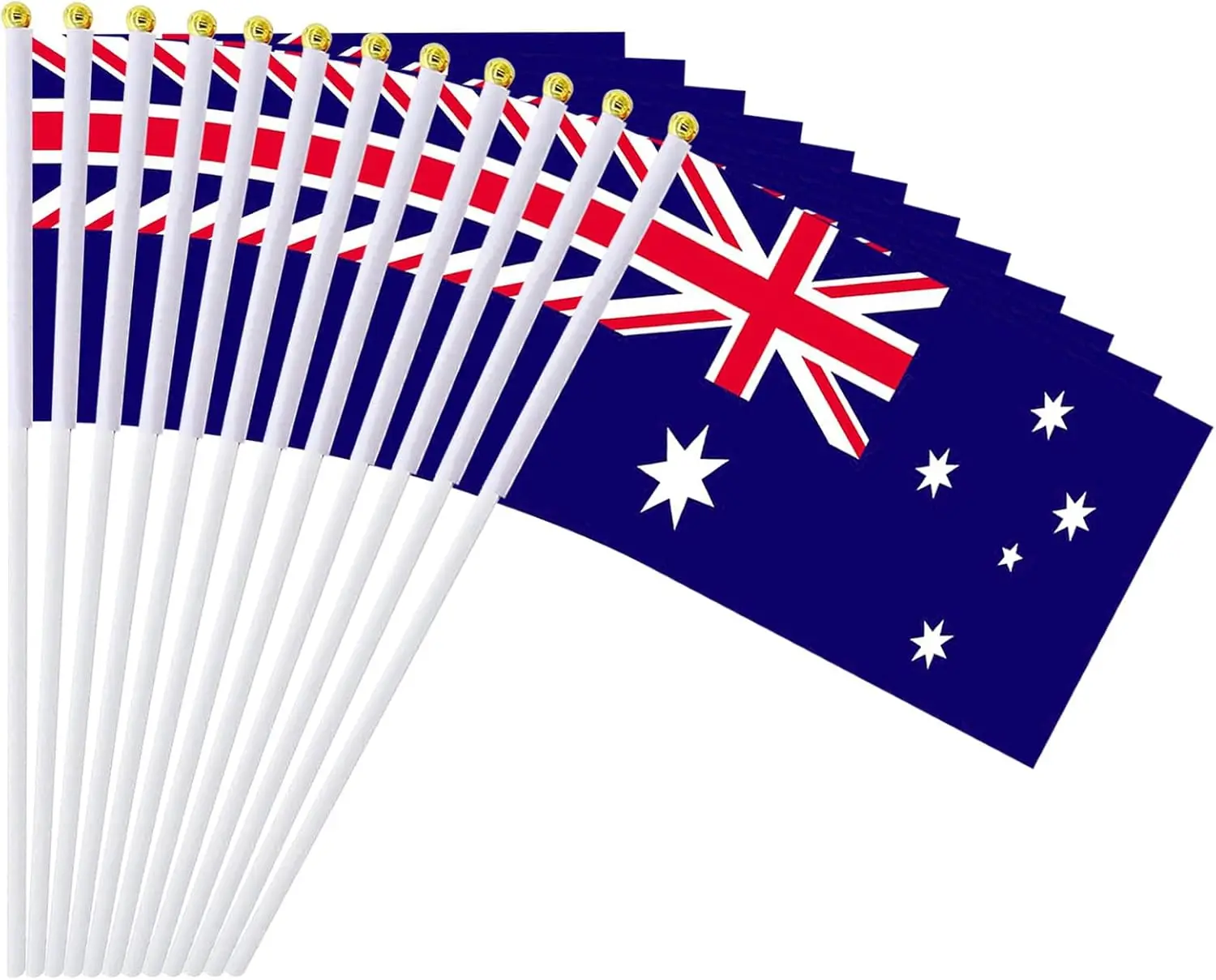 Flagnshow 100% Polyester 12 Pcs 14*21cm Australian Hand Waving Flags