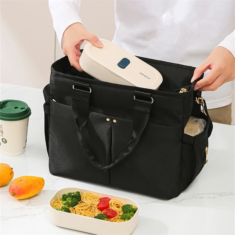 Large Capacity Thicken Lunch Bag Heat Preservation Shoulder Bento Mommy Bags Warm Cold Portable Picnic Cooler Bag Food Container