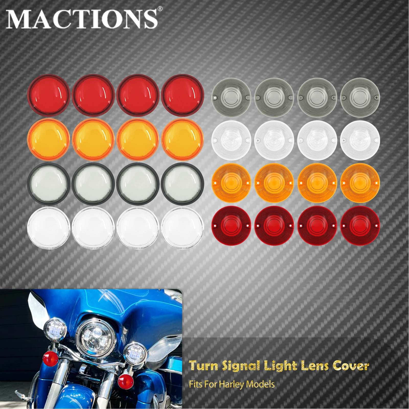 Motorcycle Bullet Flat Turn Signal Light Lens Cover For Harley Touring Street Glide FLHR Softail Fatboy Sportster 883 1200 Dyna