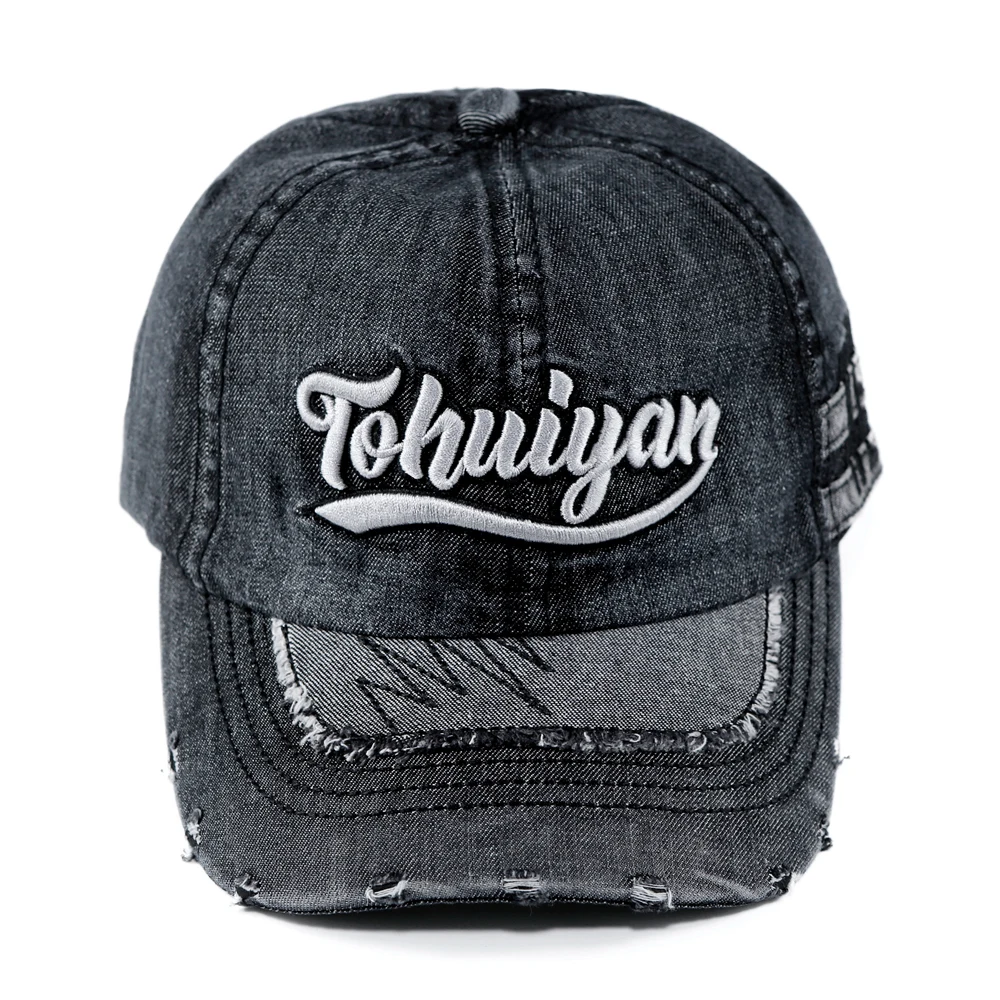 Men's Distressed Holed Denim C - Vintage Fashion Hats recension och pris