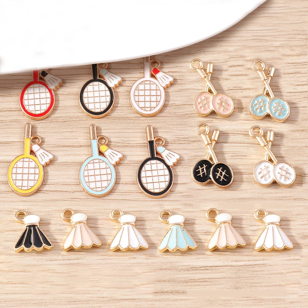 Tusember 10 قطعة المينا مضرب بدمنتون سحر التنس سحر لسوار المفاتيح قلادة قلادة DIY بها بنفسك صنع المجوهرات اكسسوارات #1