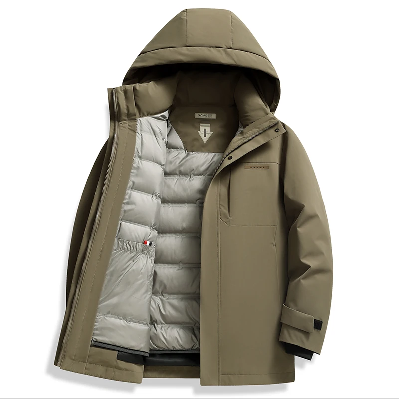 

Liner & Hat Detachable Duck Down Jackets Casual Men's Warm Hooded Puffer Coat 2025 Winter Outwear Windproof Thick Parka Clothing
