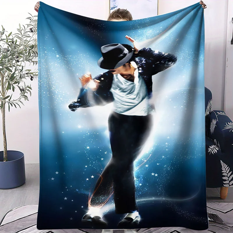 Michael Jackson Flannel Blanket Retro King Of Pop Stage Moonwalk Print Throw Blanket Warm Thick Blankets For Sofa Bed Decor Gift