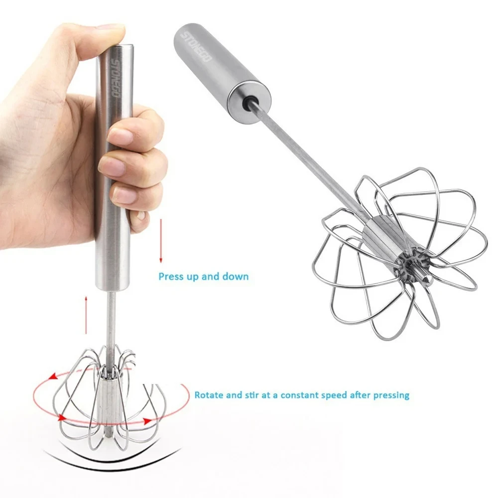 Hand Pressure Rotating Semi-Automatic Mixer Coffee Milk Mixing Egg Beater Hand Held Stonego Kitchen Baking Cooking Tools image 3