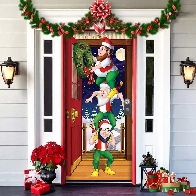 Christmas Door Curtain Cover Nightmare Before Christmas Outdoor Decorations New Year Indoor and Outdoor Door Frame Porch Decor