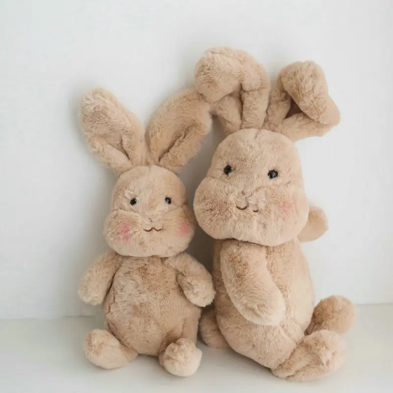 European Style Bunny Plush Toy Moveable Head Rabbit Cuddly Plushie Birthday Gift For Girl Boy Xmas