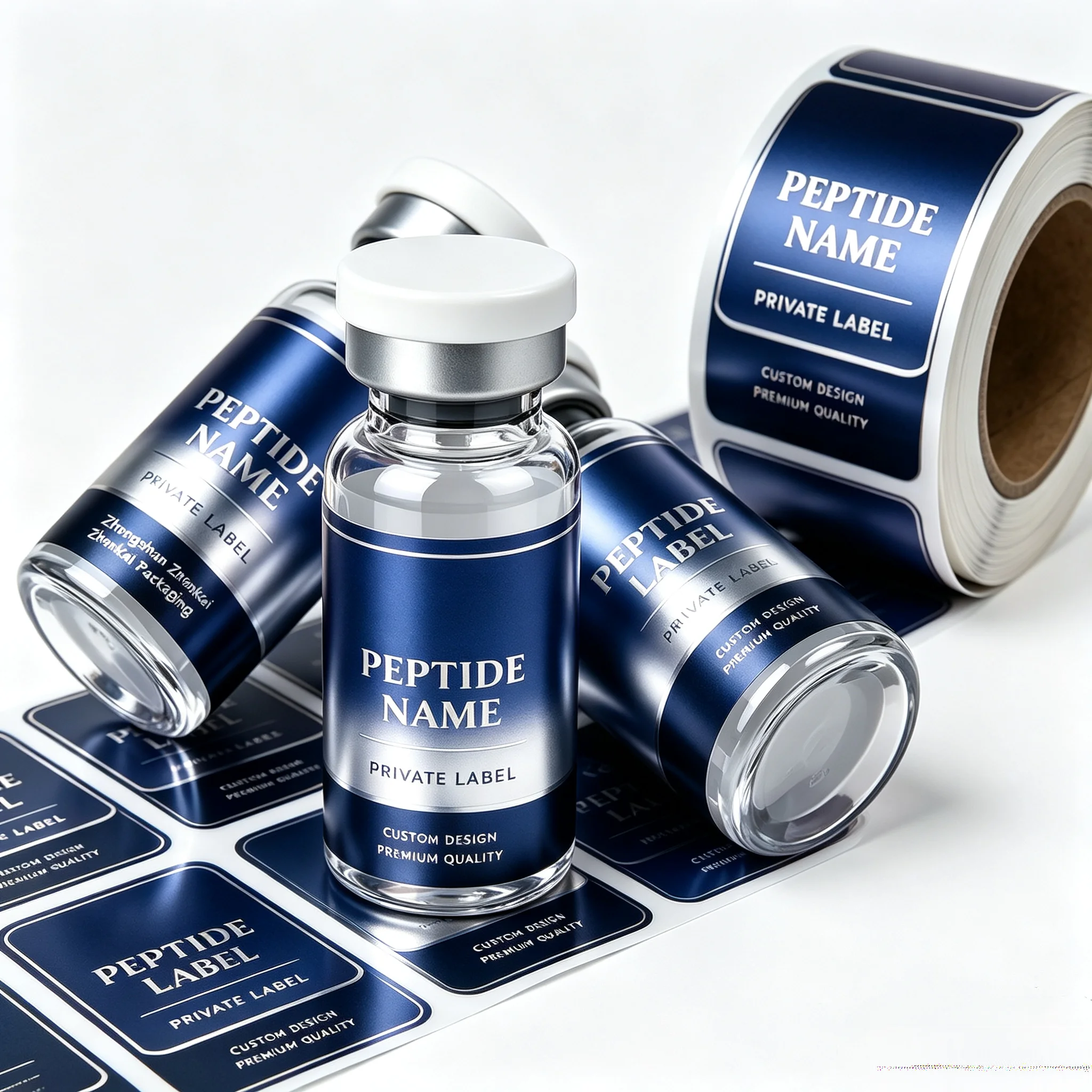 Customized Peptide Packaging Kit Matching Stickers Color Boxes For 3ml 5ml 10ml Injection Vials Skincare Fitness Tags