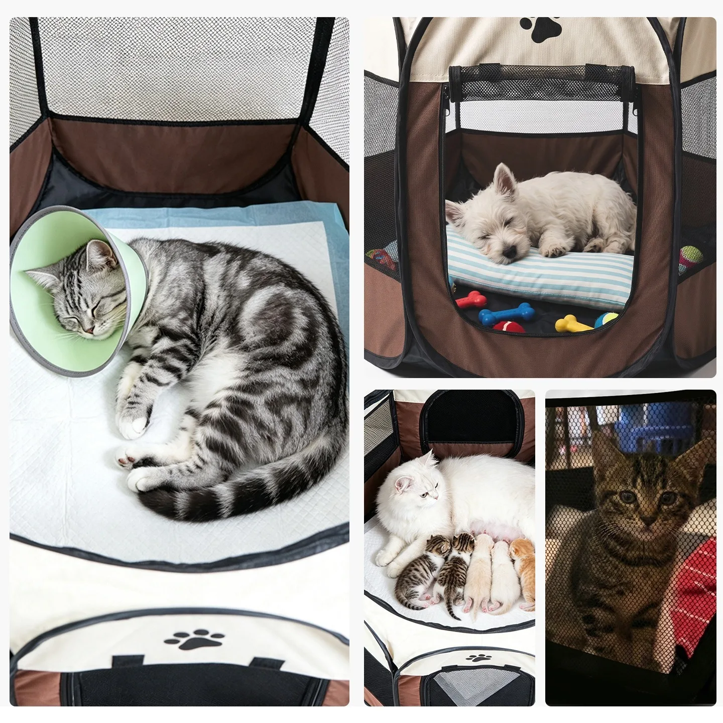 Cat Cage Dog Cage Portable Foldable Pet Octagonal Cage Puppy Shelter Easy To Use Outdoor Large Dog Cages Cat Fences
