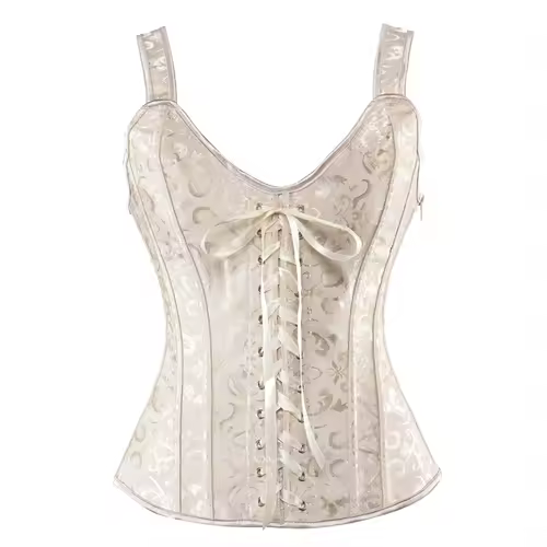 Women Corset with Straps Black Overbust Corset Plus Size Floral Jacquard Corset Zipper Top Gothic Steampunk Corset Bustier - Image 16