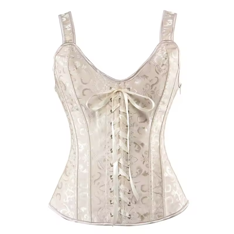 Women Corset with Straps Black Overbust Corset Plus Size Floral Jacquard Corset Zipper Top Gothic Steampunk Corset Bustier - Image 16