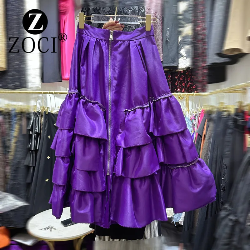 [zoci] Australian Niche Design Puffy Dark Wind Ruffle Edge A-line Cake Skirt A3#8755