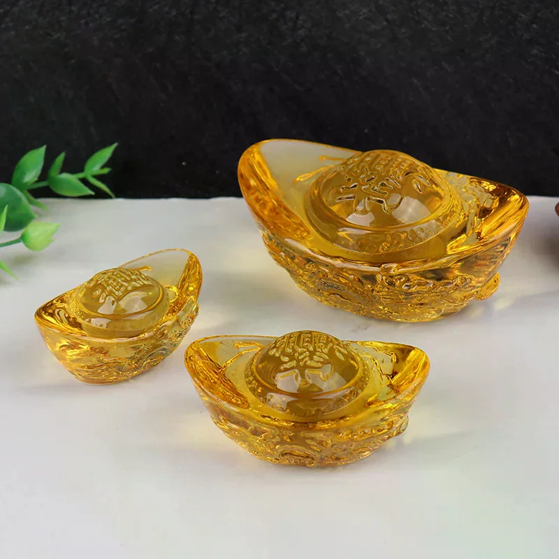 Feng Shui Yuan Bao Dragon Pattern Ingot Lucky Blessing Home Ornament Chinese