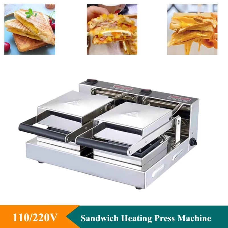 Digital Control Square Sandwich Maker Machine Non-Stick Coating Toaster Waffle Machine Toast Sandwich Heating Press Machine