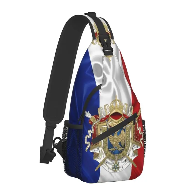 French Flag France Empire Napoleon Sling Bags Men Cool Coat Of Arms Shoulder Crossbody Chest Backpack Cycling Camping Daypack